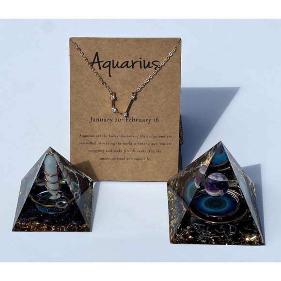 Gold Plated Zodiac Horoscope Crystal Necklace (All 12 signs available) - Picture 3 of 13